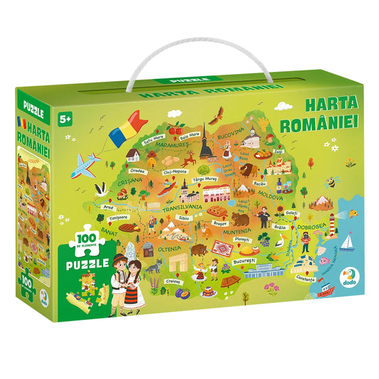 Puzzle Harta României, 100 piese - Dodo Toys