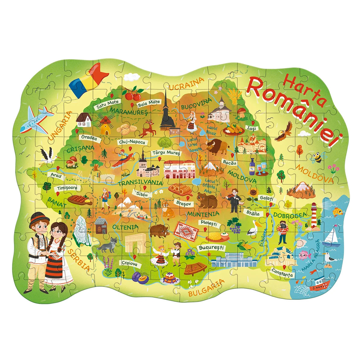 Puzzle Harta României, 100 piese - Dodo Toys