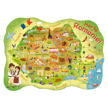 Puzzle Harta României, 100 piese - Dodo Toys