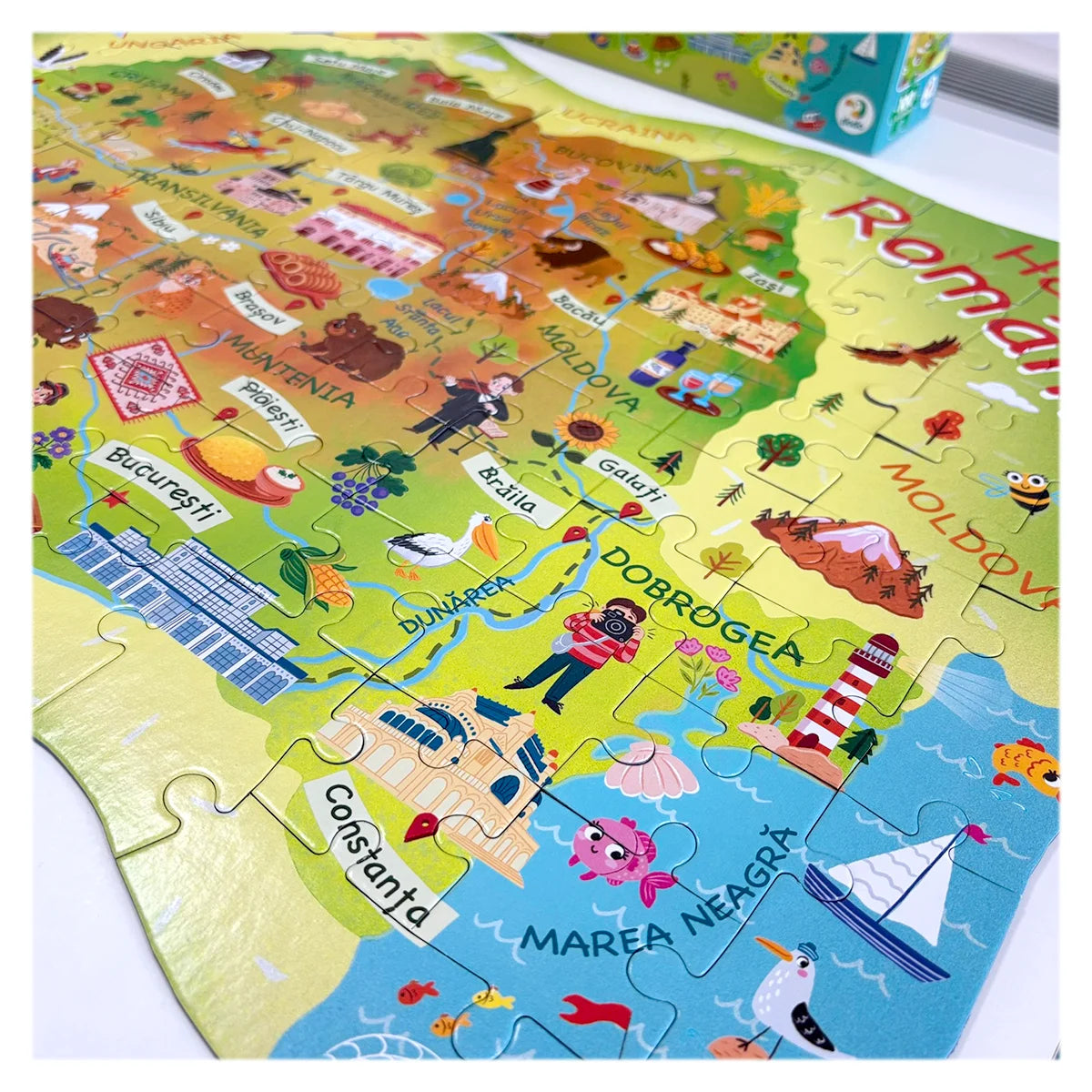 Puzzle Harta României, 100 piese - Dodo Toys