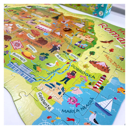 Puzzle Harta României, 100 piese - Dodo Toys