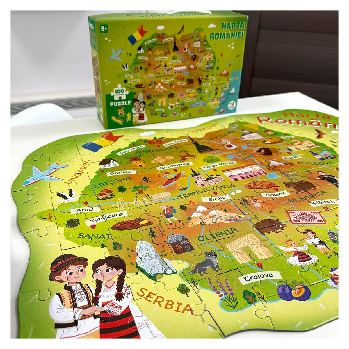Puzzle Harta României, 100 piese - Dodo Toys