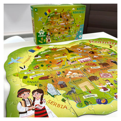 Puzzle Harta României, 100 piese - Dodo Toys