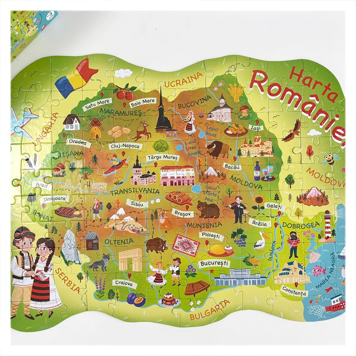 Puzzle Harta României, 100 piese - Dodo Toys