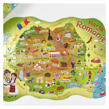 Puzzle Harta României, 100 piese - Dodo Toys