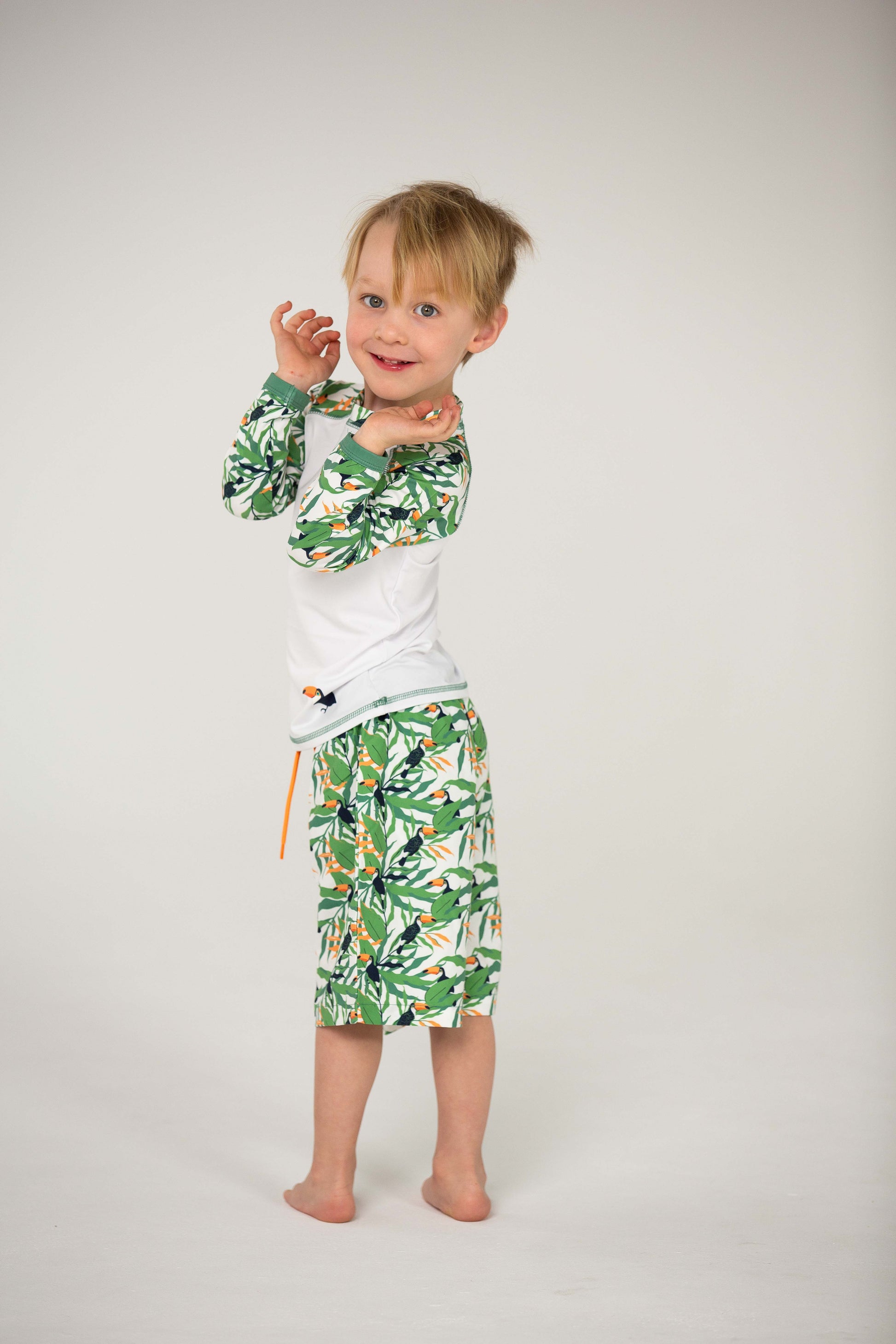 DucKsday - Pantaloni scurți tip boardshorts pentru plajă și înot cu protecție solară UPF 50+ -Toucan