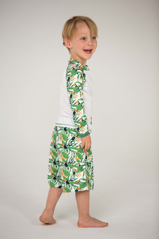 DucKsday - Pantaloni scurți tip boardshorts pentru plajă și înot cu protecție solară UPF 50+ -Toucan