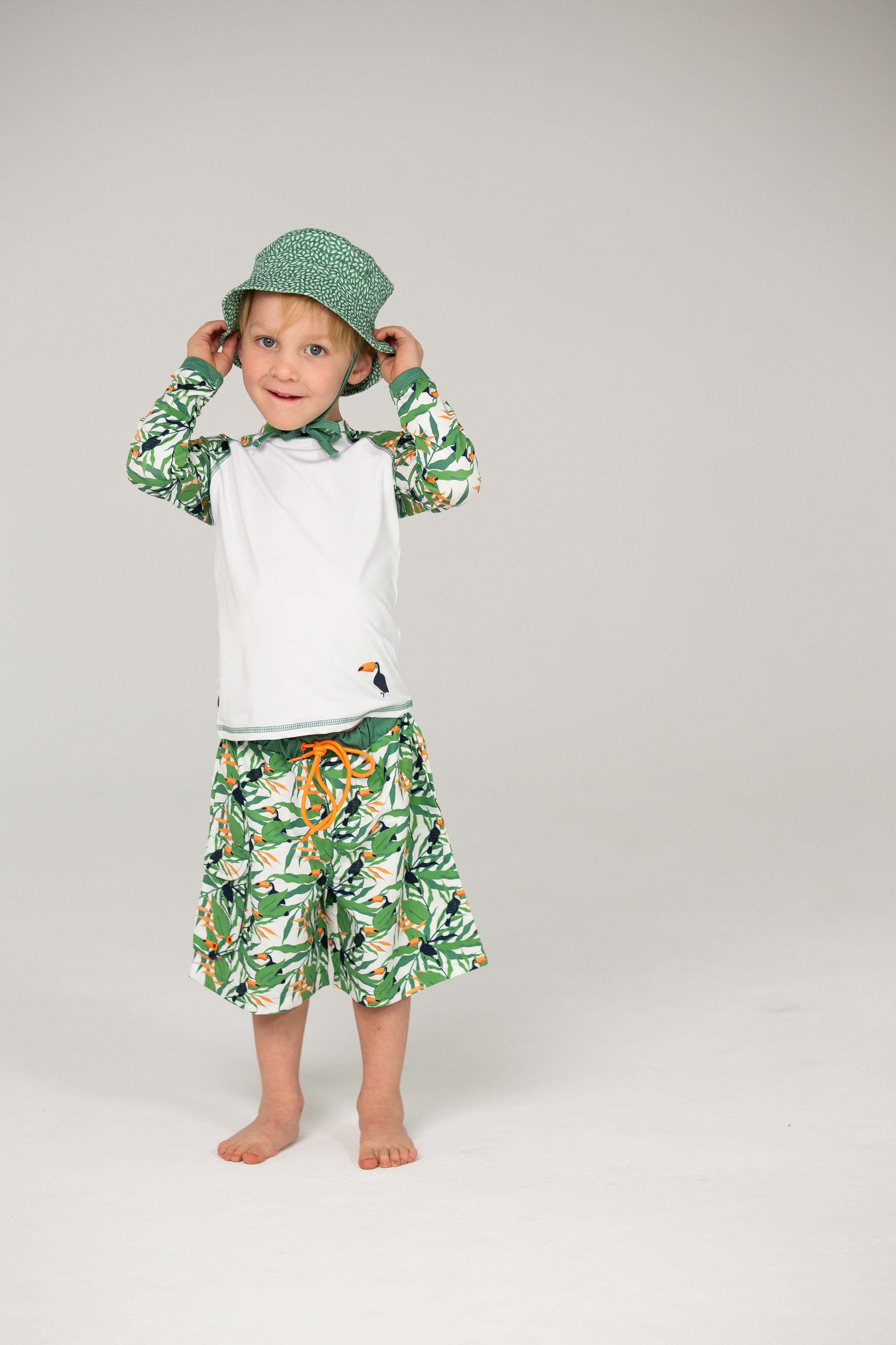 DucKsday - Pantaloni scurți tip boardshorts pentru plajă și înot cu protecție solară UPF 50+ -Toucan