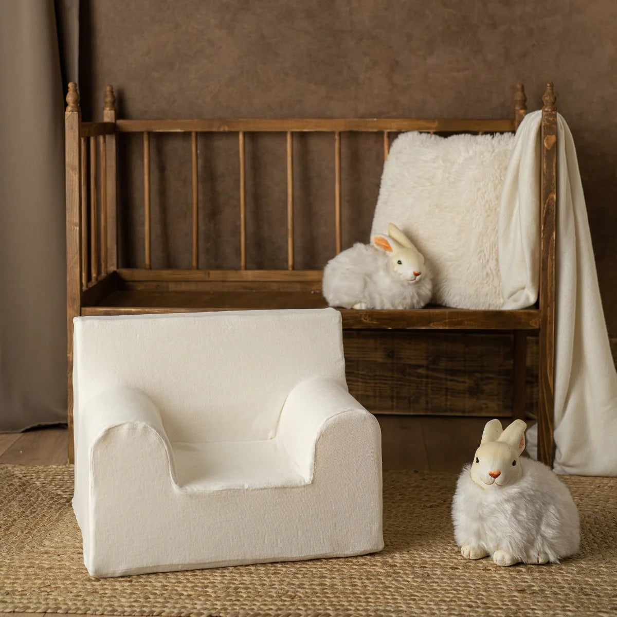 Fotoliu pentru copii Mentă, din catifea - Twindeco