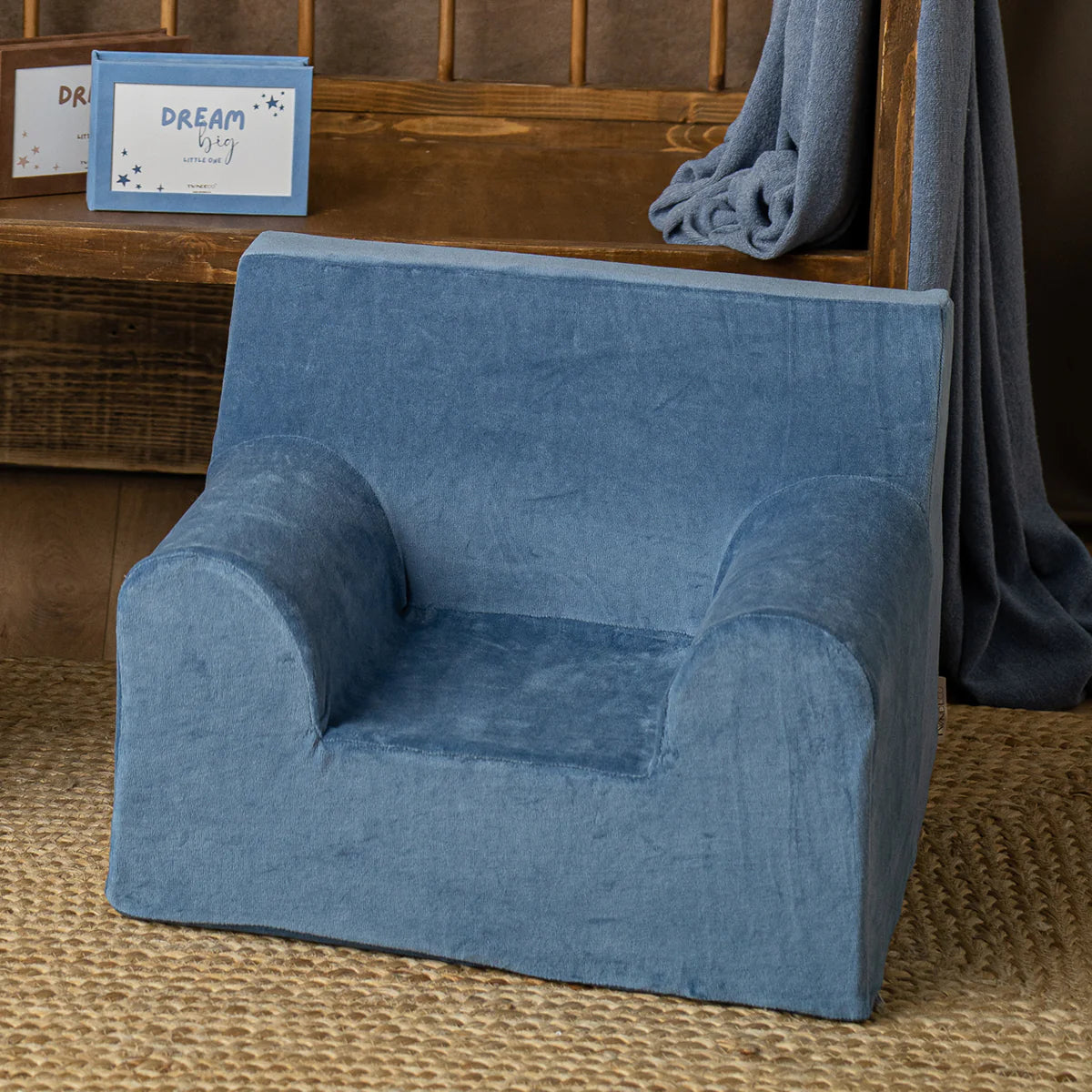 Fotoliu pentru copii Mentă, din catifea - Twindeco