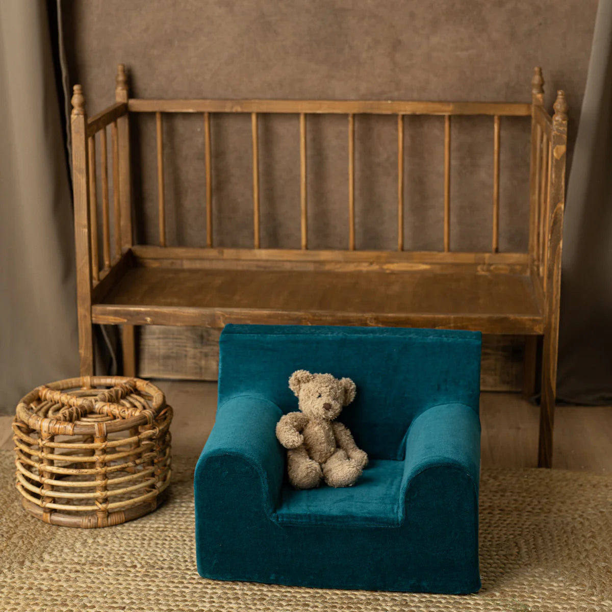 Fotoliu pentru copii Mentă, din catifea - Twindeco