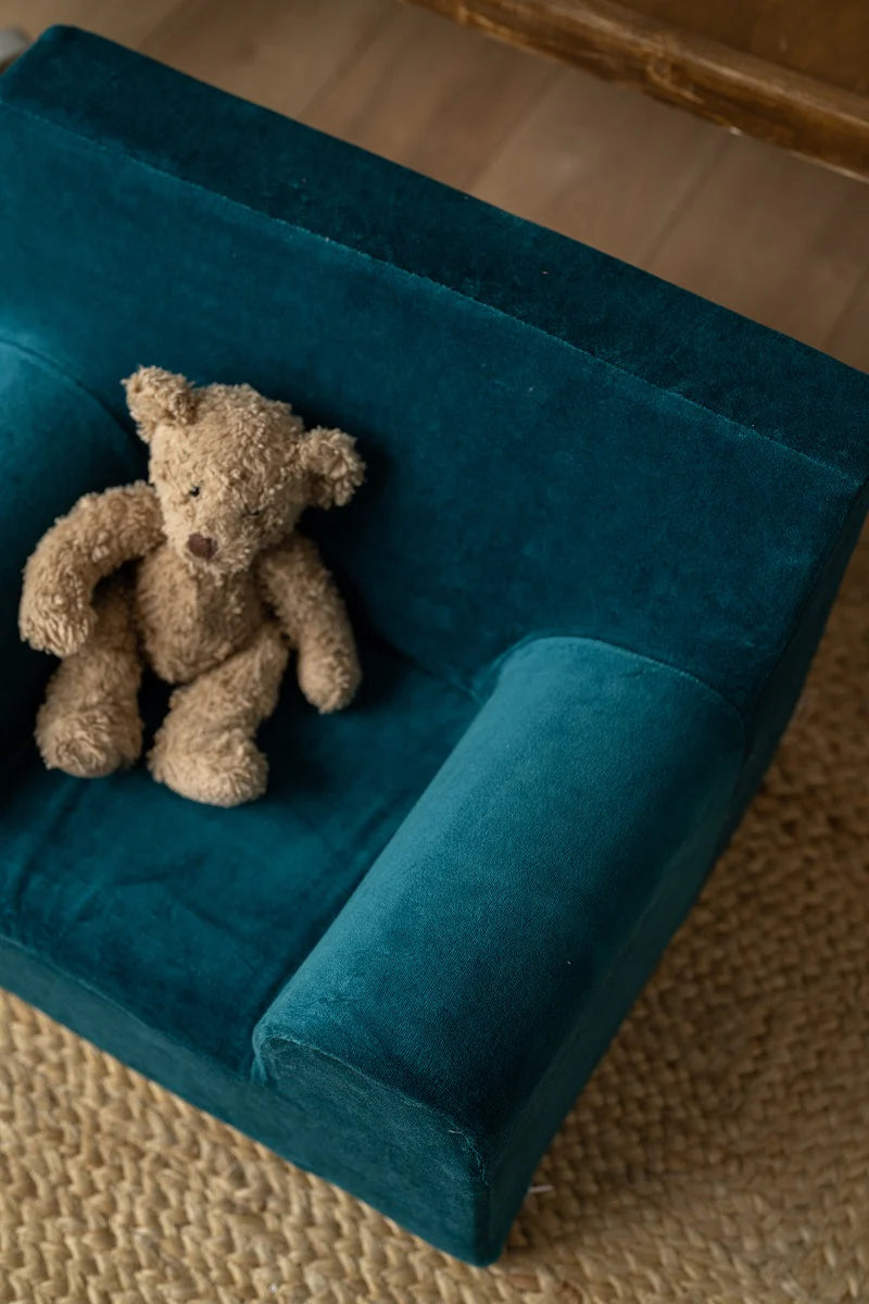 Fotoliu pentru copii Mentă, din catifea - Twindeco