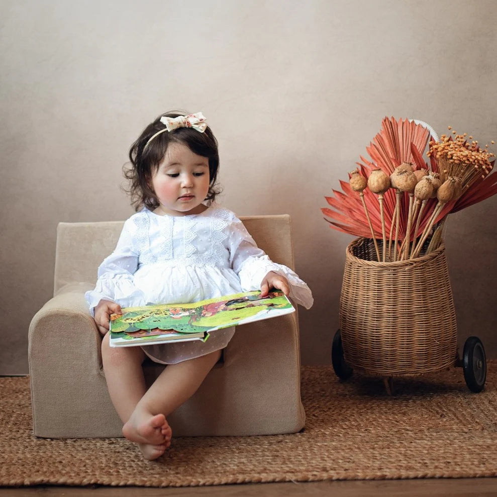 Fotoliu pentru copii Bej, din catifea - Twindeco - Beige Velvet