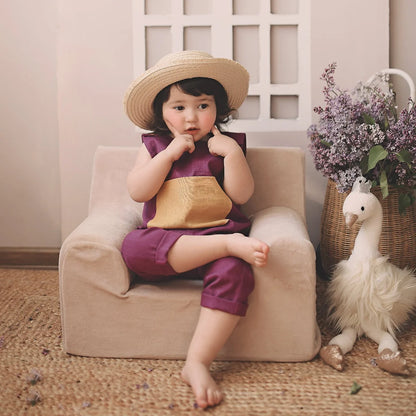 Fotoliu pentru copii Bej, din catifea - Twindeco - Beige Velvet