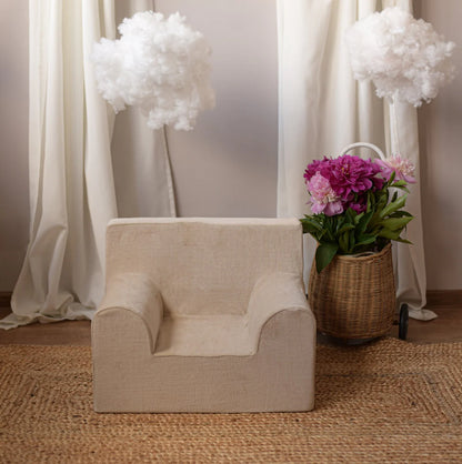 Fotoliu pentru copii Bej, din catifea - Twindeco - Beige Velvet