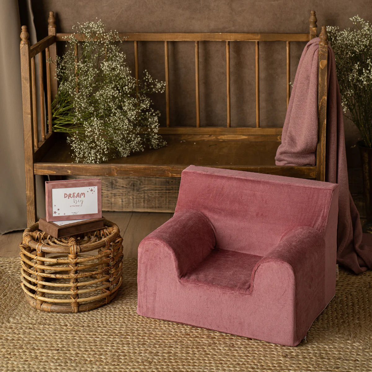 Fotoliu pentru copii Mentă, din catifea - Twindeco