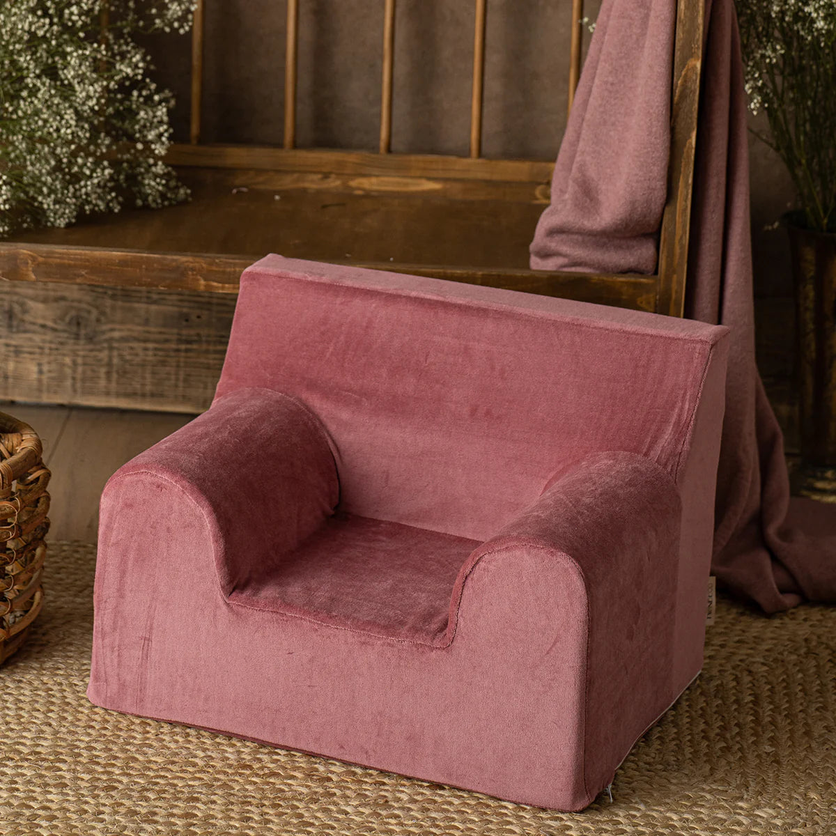 Fotoliu pentru copii Mentă, din catifea - Twindeco