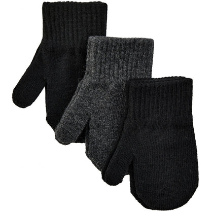 Mănuși Mikk-line tricotate cu lână - set de 3 perechi: Black - Antrazite - Black