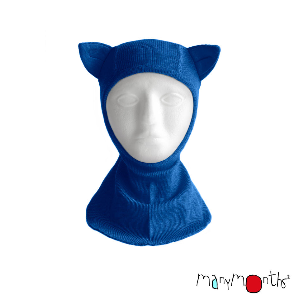 Cagulă ManyMonths Unique Kitty din lână merinos - Classic Blue