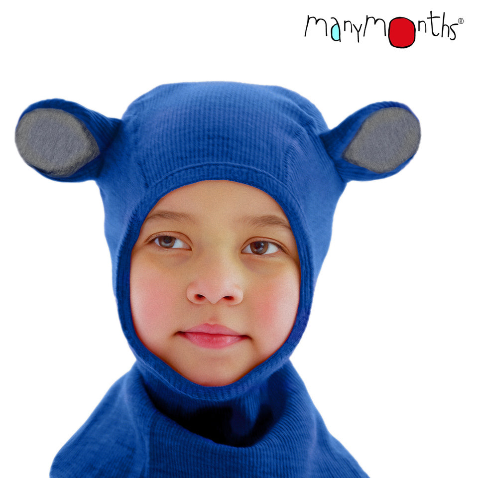 Cagulă ManyMonths Unique Teddy din lână merinos - Classic Blue