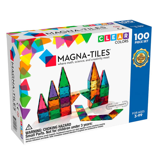 Set Magna-Tiles - 100 Piese Magnetice De Construcție Transparente Colorate