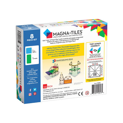 Set Magna-Tiles de extindere - 8 dreptunghiuri magnetice de construcție transparente colorate