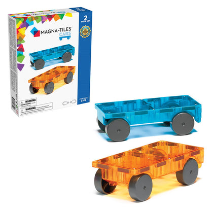 Magna-tiles Extensie, 2 mașinuțe albastru și portocaliu