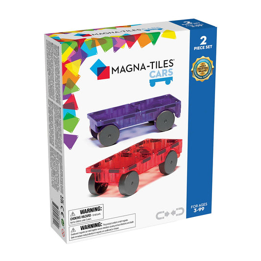 Magna-tiles Extensie, 2 mașinuțe mov și rosu