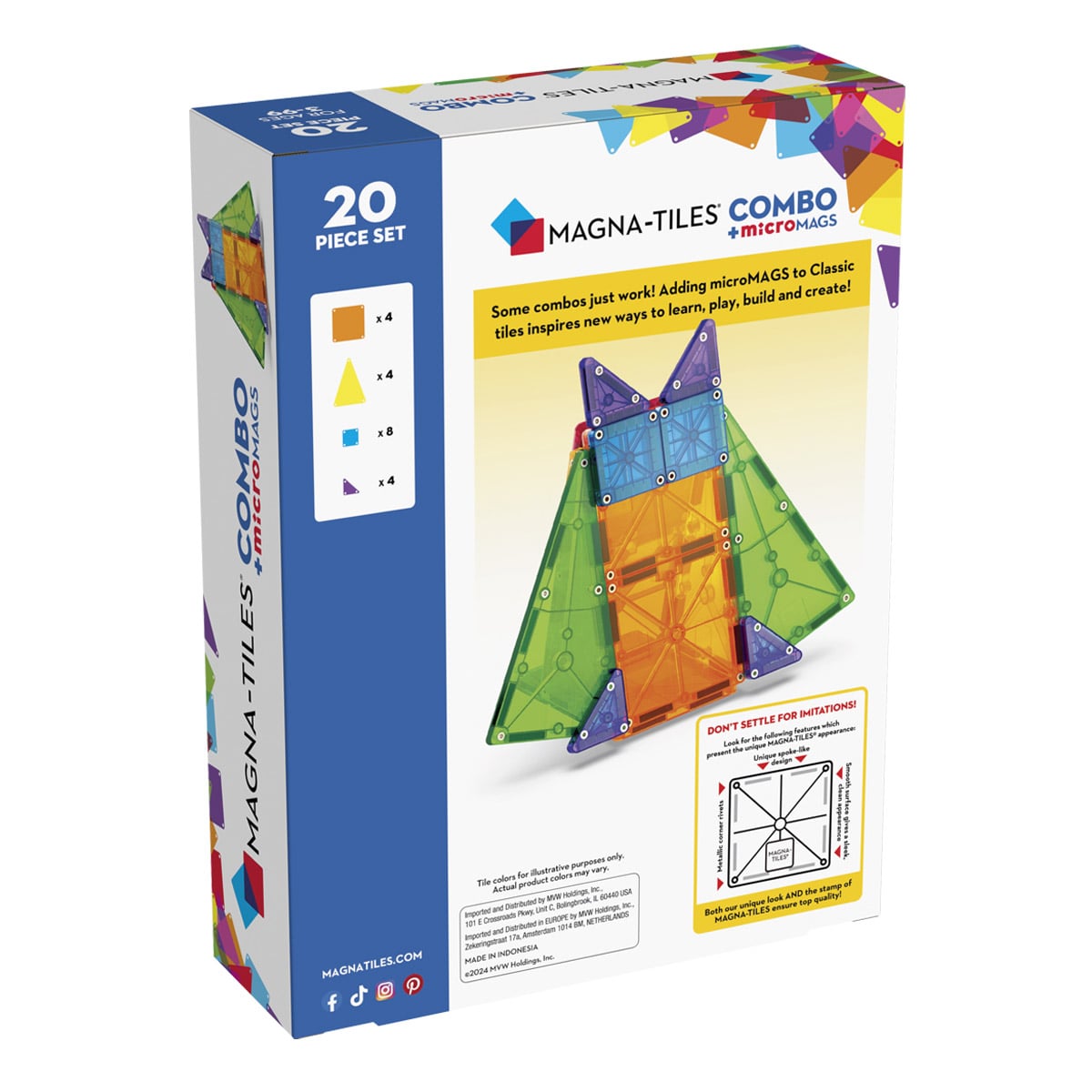 Magna-Tiles Combo + microMAGS, 20 piese