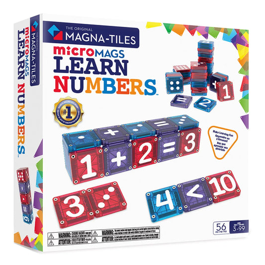 MAGNA-TILES microMAGS Numbers – Set magnetic educativ 56 piese cu cifre și simboluri matematice