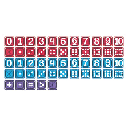MAGNA-TILES microMAGS Numbers – Set magnetic educativ 56 piese cu cifre și simboluri matematice