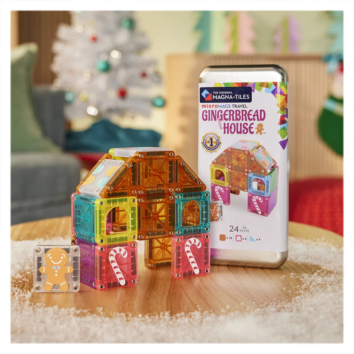 MAGNA-TILES microMags Gingerbread House, Travel set