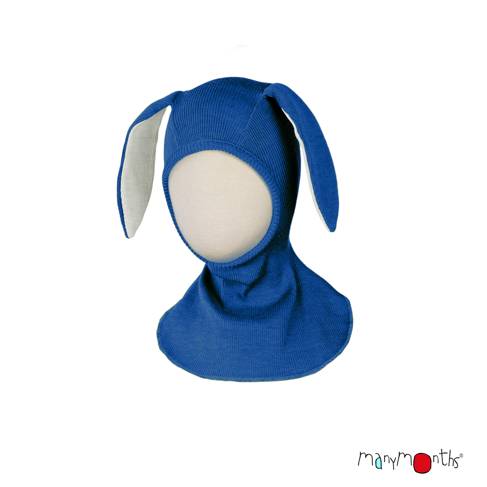 Cagulă ManyMonths Unique Bunny din lână merinos - Classic Blue