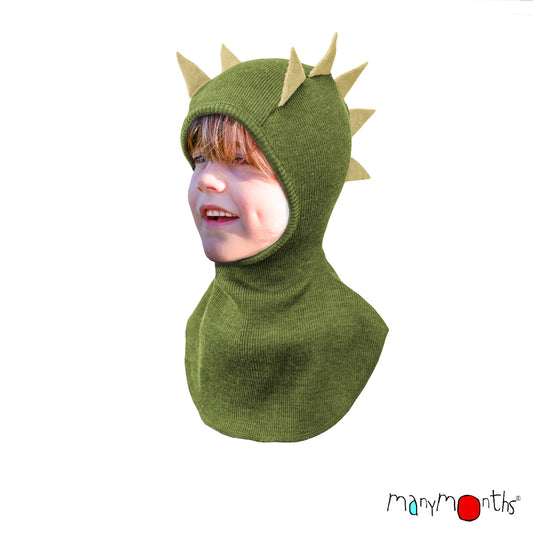 Cagulă ManyMonths Unique Dino din lână merinos - Garden Moss Green
