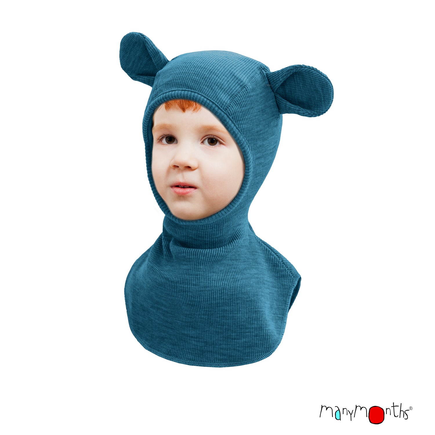 Cagulă ManyMonths Unique Teddy din lână merinos - Seabreeze Teal