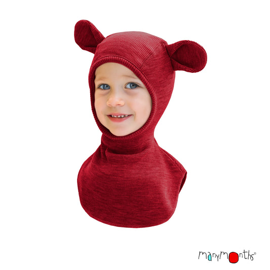 Cagulă ManyMonths Unique Teddy din lână merinos - Wild Pomegranate