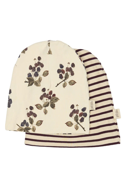Set 2 căciuli din bumbac Dusty Black Berry - Petit Piao