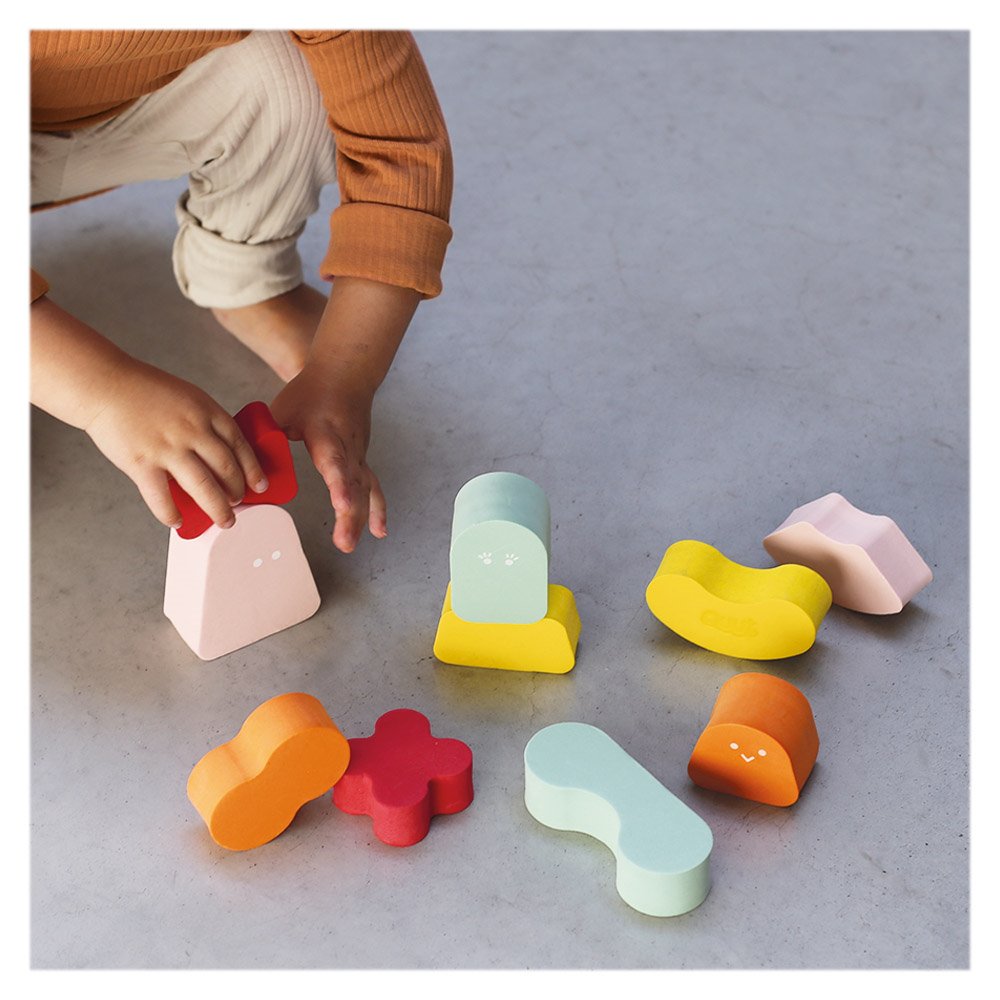 Blokki, joc de stivuire din spumă, coral pink, Quut Toys