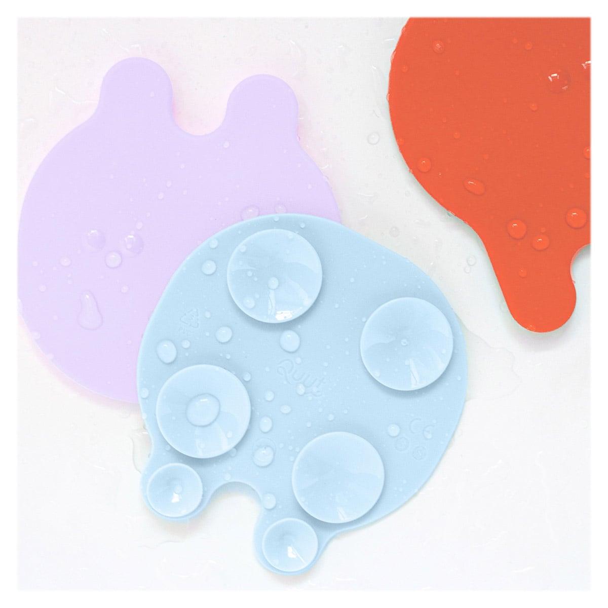 Grippi, meduze antiderapante pentru baie - Coral Blue, 8 piese, Quut Toys