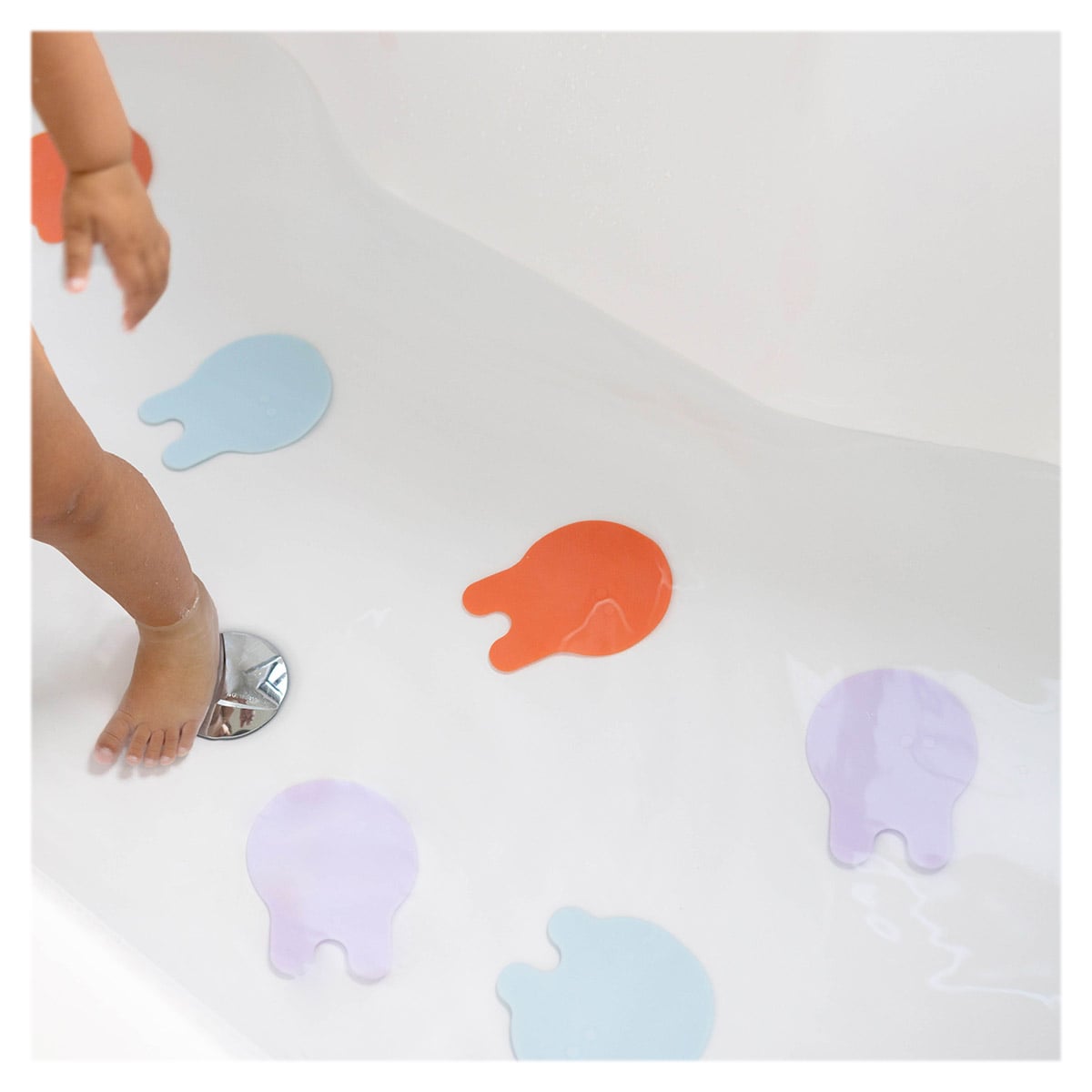 Grippi, meduze antiderapante pentru baie - Coral Blue, 8 piese, Quut Toys