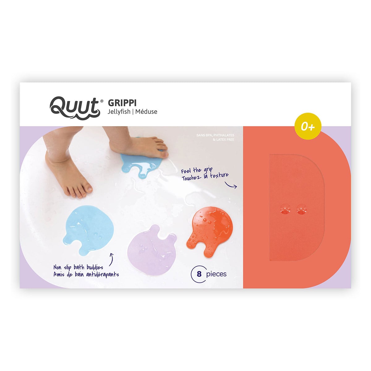 Grippi, meduze antiderapante pentru baie - Coral Blue, 8 piese, Quut Toys
