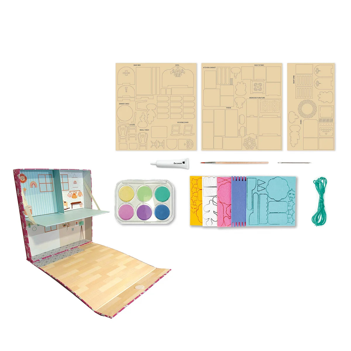 Set creativ în miniatură, Căsuța cu mobilier - Sycomore