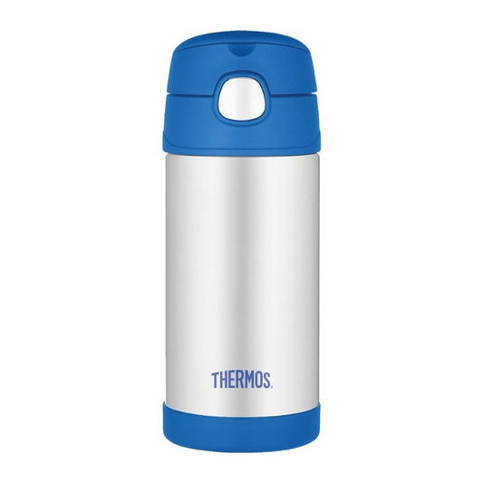 Termos FUNtainer pentru copii cu pai - albastru, 355 ml