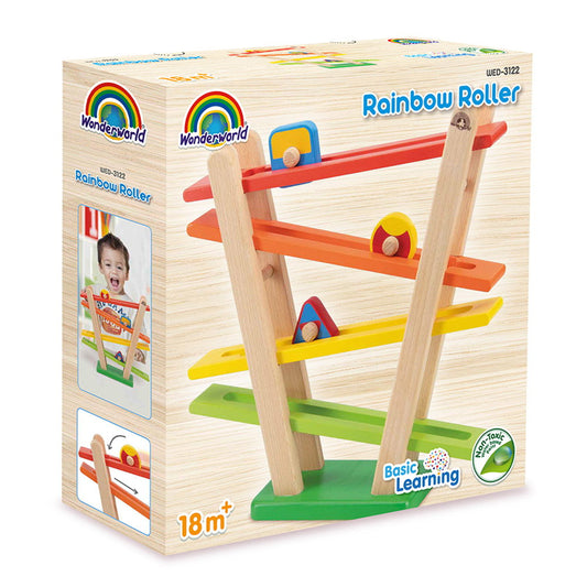 Rainbow Roller, rampă din lemn cu rotițe, Wonderworld