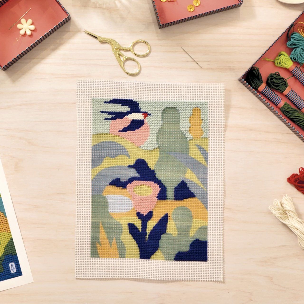 Atelier creativ 65 pentru adulți – Goblen și broderie, Djeco