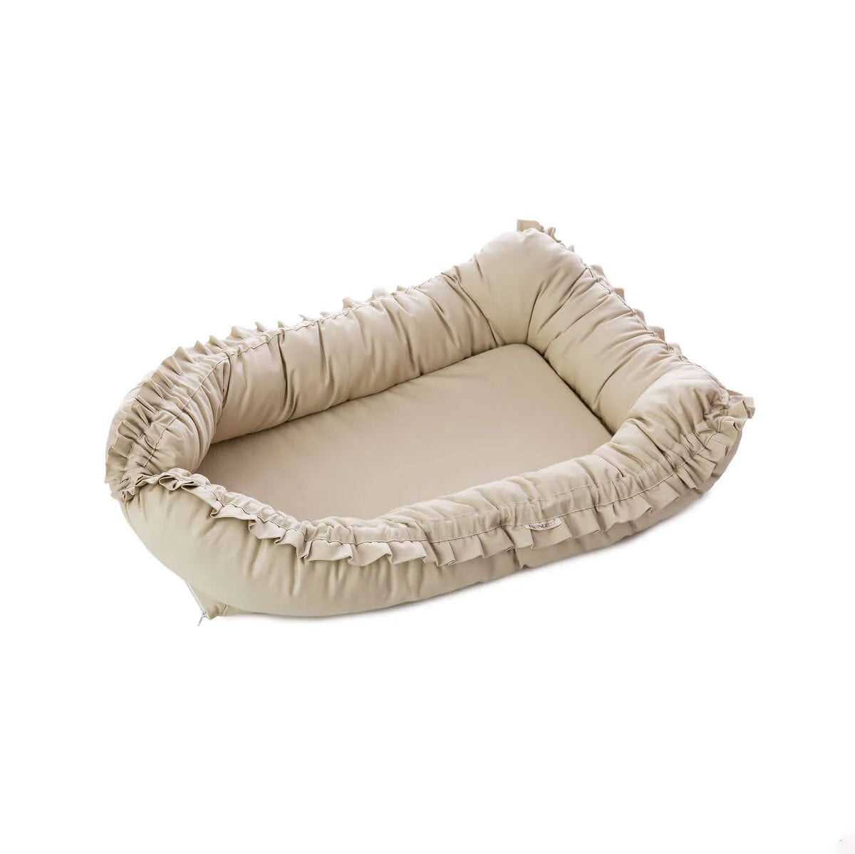 Baby Nest Bej cu Volănașe - Twindeco - Beige Cotton Flower