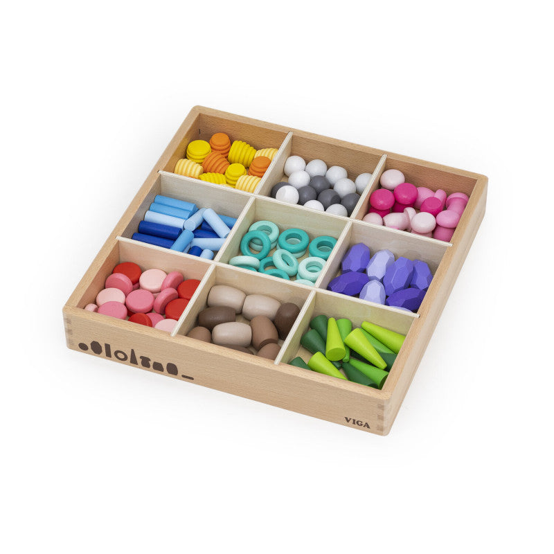 Blocuri din lemn colorate Comorile Naturii (141 piese), Viga