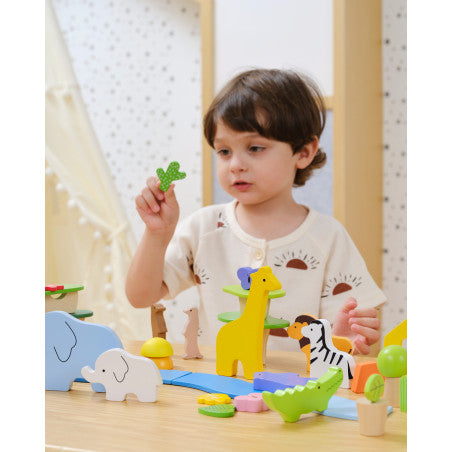 Blocuri din lemn colorate Poveşti Tropicale (55 piese), Viga