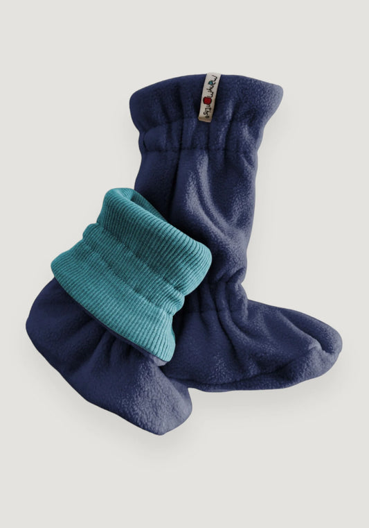 Botoșei ManyMonths Winter Booties pt babywearing - Sea Grotto/Dark Blue Shell