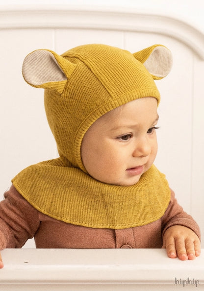 Cagulă ManyMonths Unique Teddy din lână merinos - Golden Star